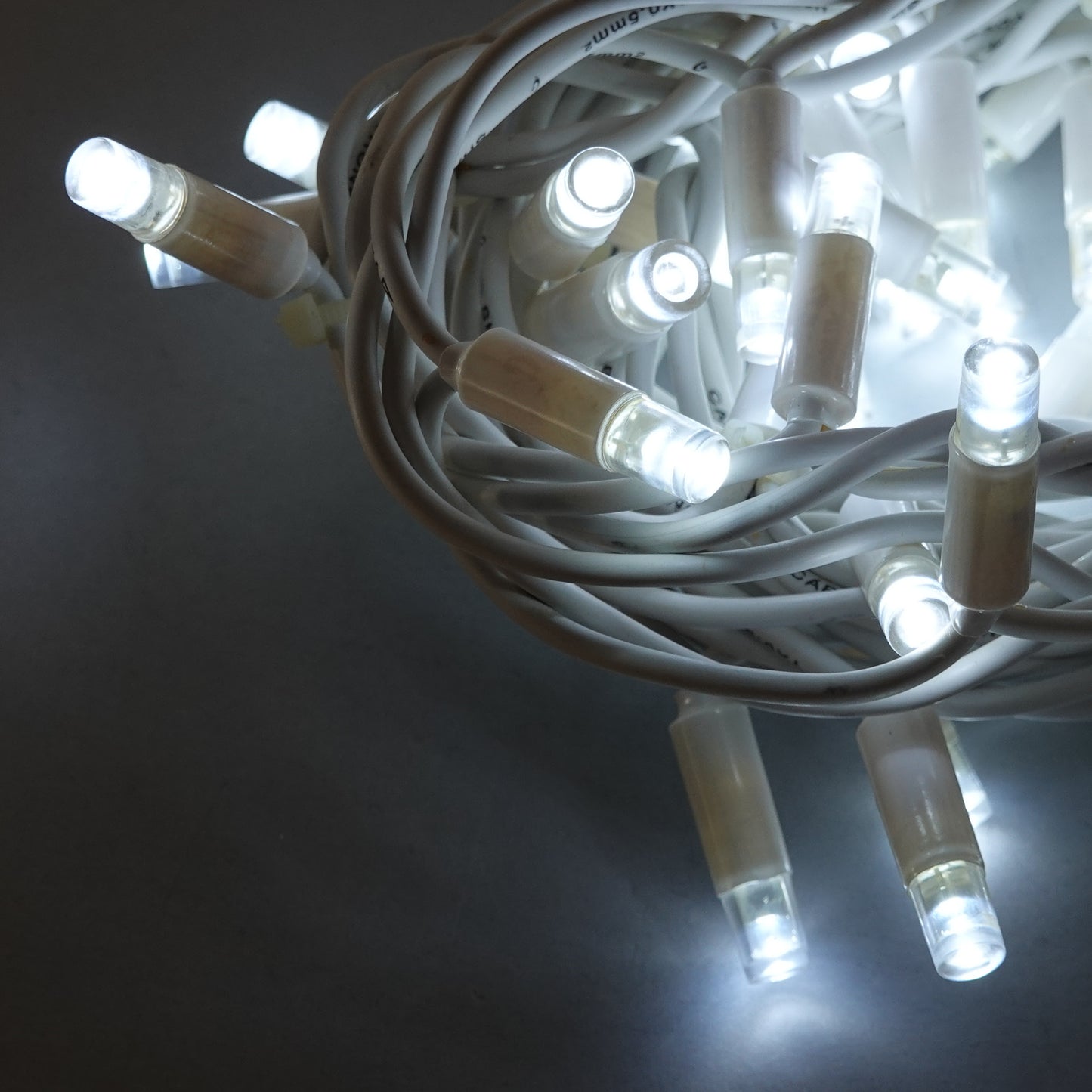 24V 8m micro light strings, warm white 3000K LEDs, with cold white 7000K flash, transparent cable