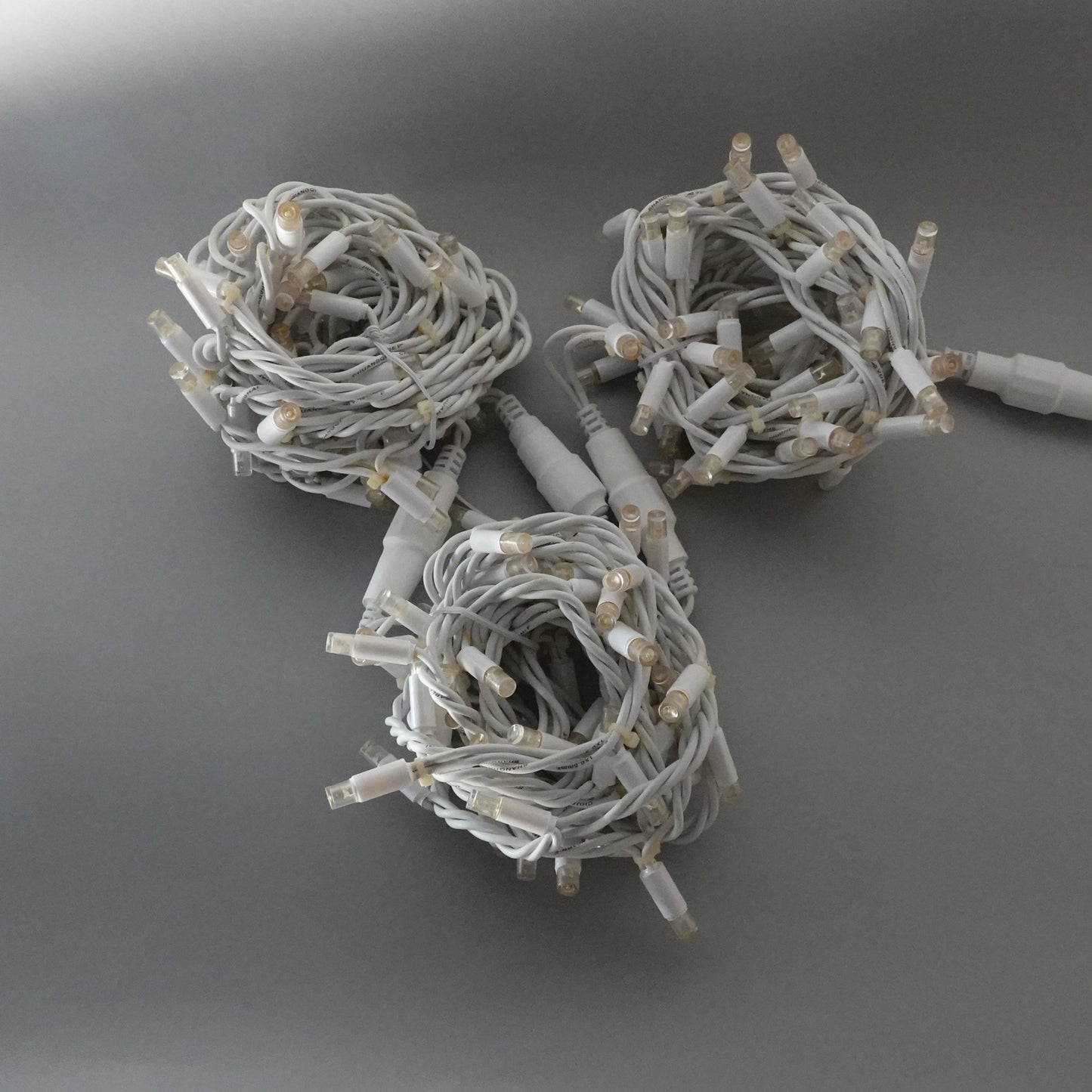 24V 8m micro light strings, warm white 3000K LEDs, with cold white 7000K flash, transparent cable