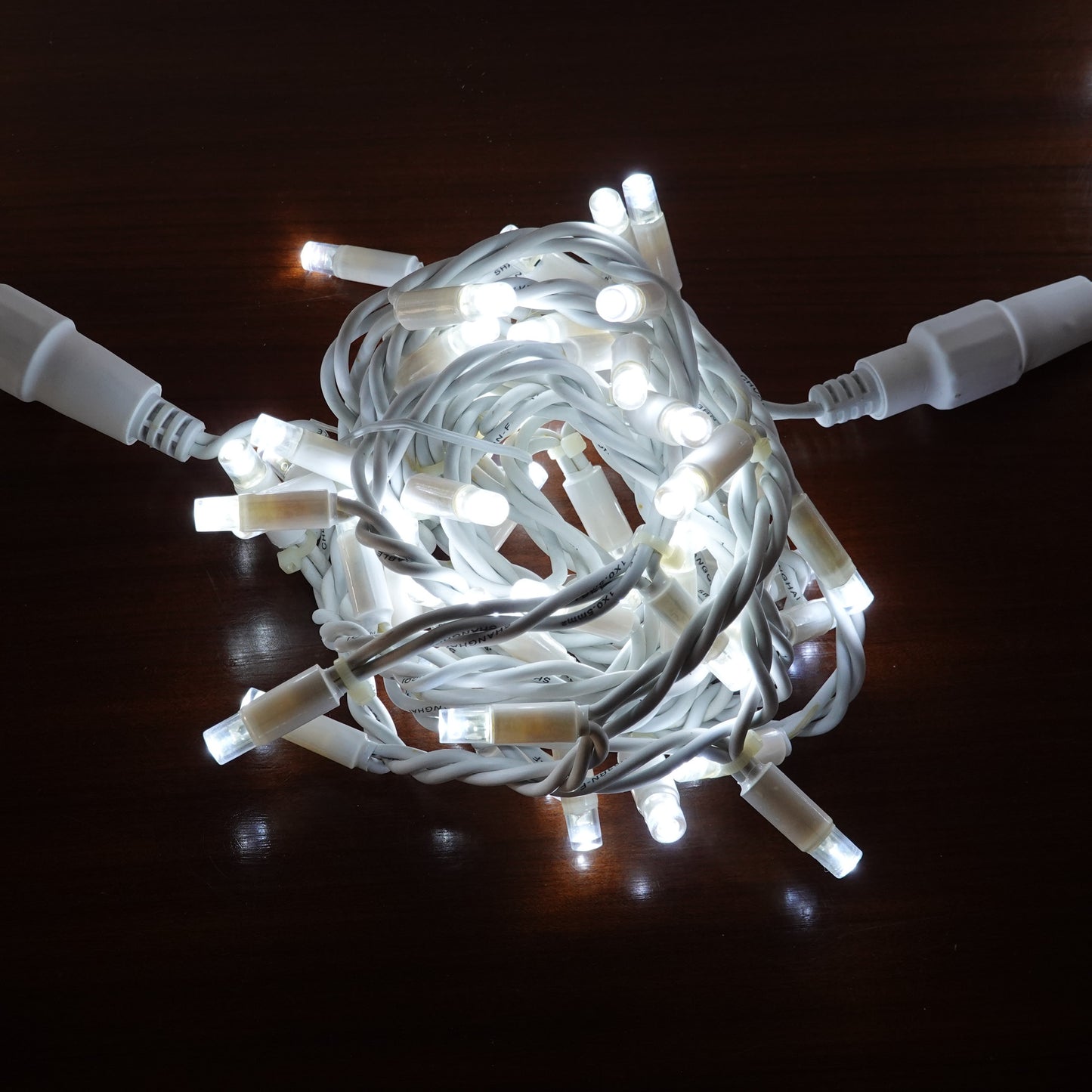 24V 8m micro light strings, warm white 3000K LEDs, with cold white 7000K flash, transparent cable
