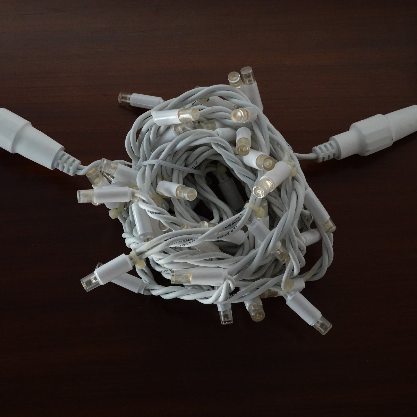 24V 8m micro light strings, warm white 3000K LEDs, with cold white 7000K flash, transparent cable