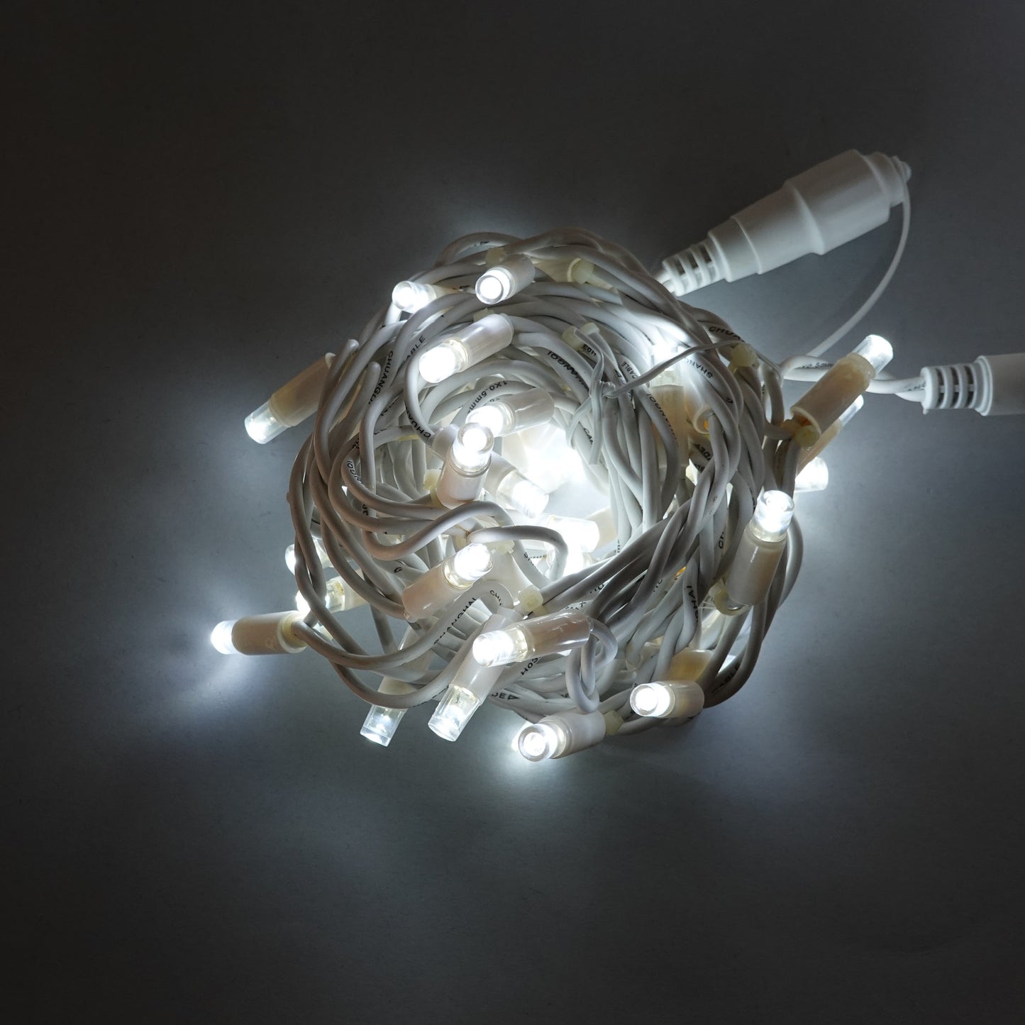 24V 8m micro light strings, warm white 3000K LEDs, with cold white 7000K flash, transparent cable