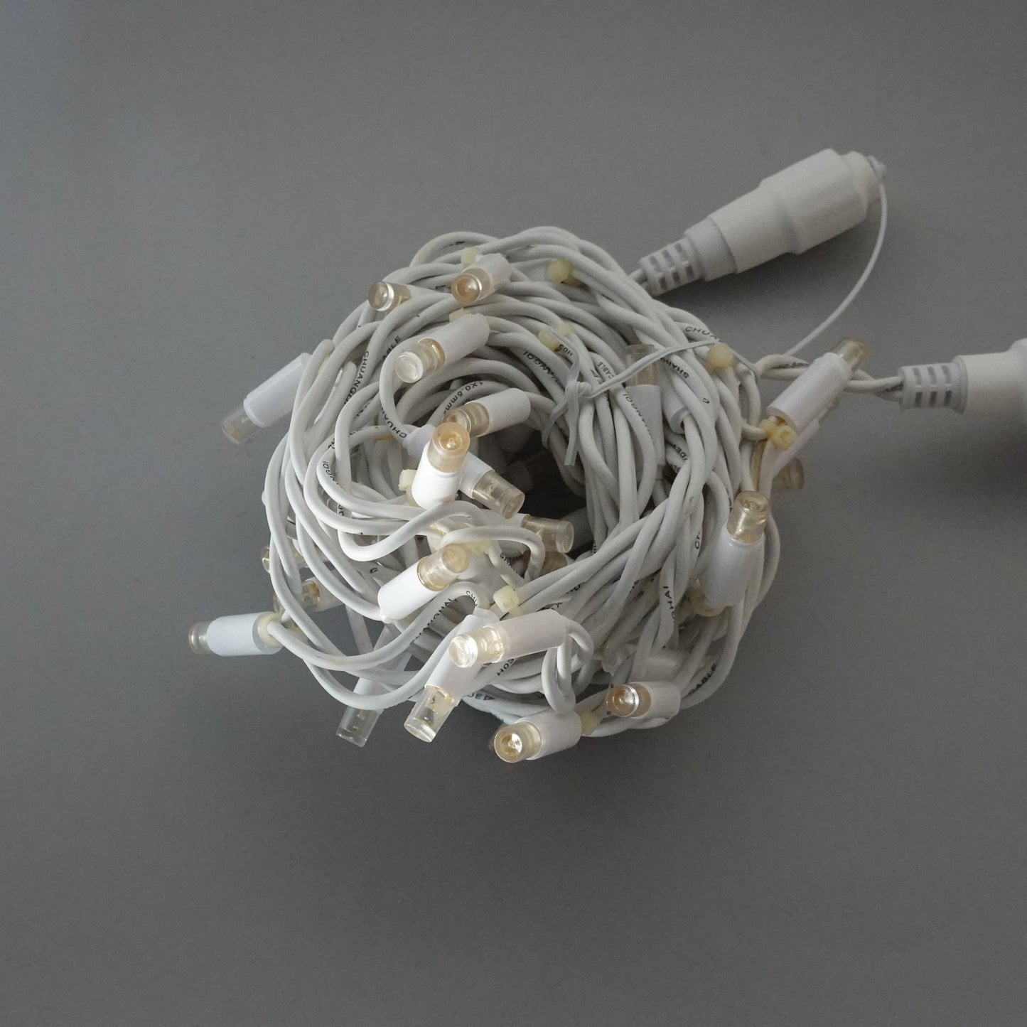 24V 8m micro light strings, warm white 3000K LEDs, with cold white 7000K flash, transparent cable