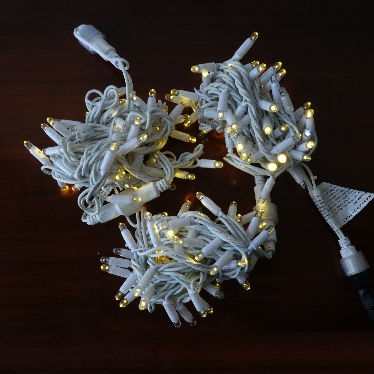 230V 12m (3x4m) micro light strings with 180 auto-flash LEDs and white cable