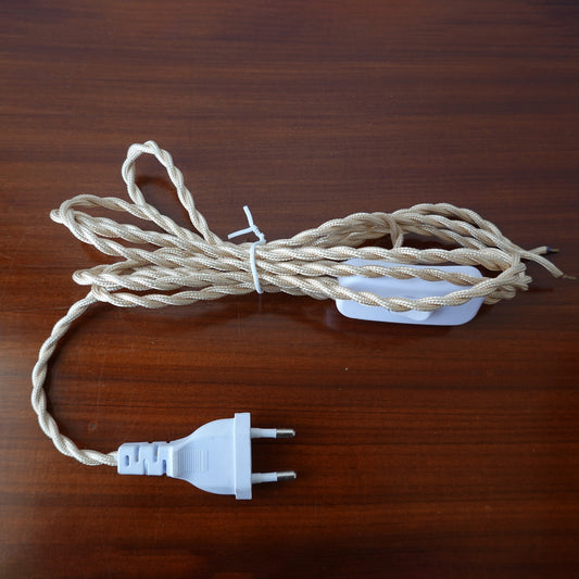 Cavo in tessuto 2,5m con spina 2P e interruttore vari colori