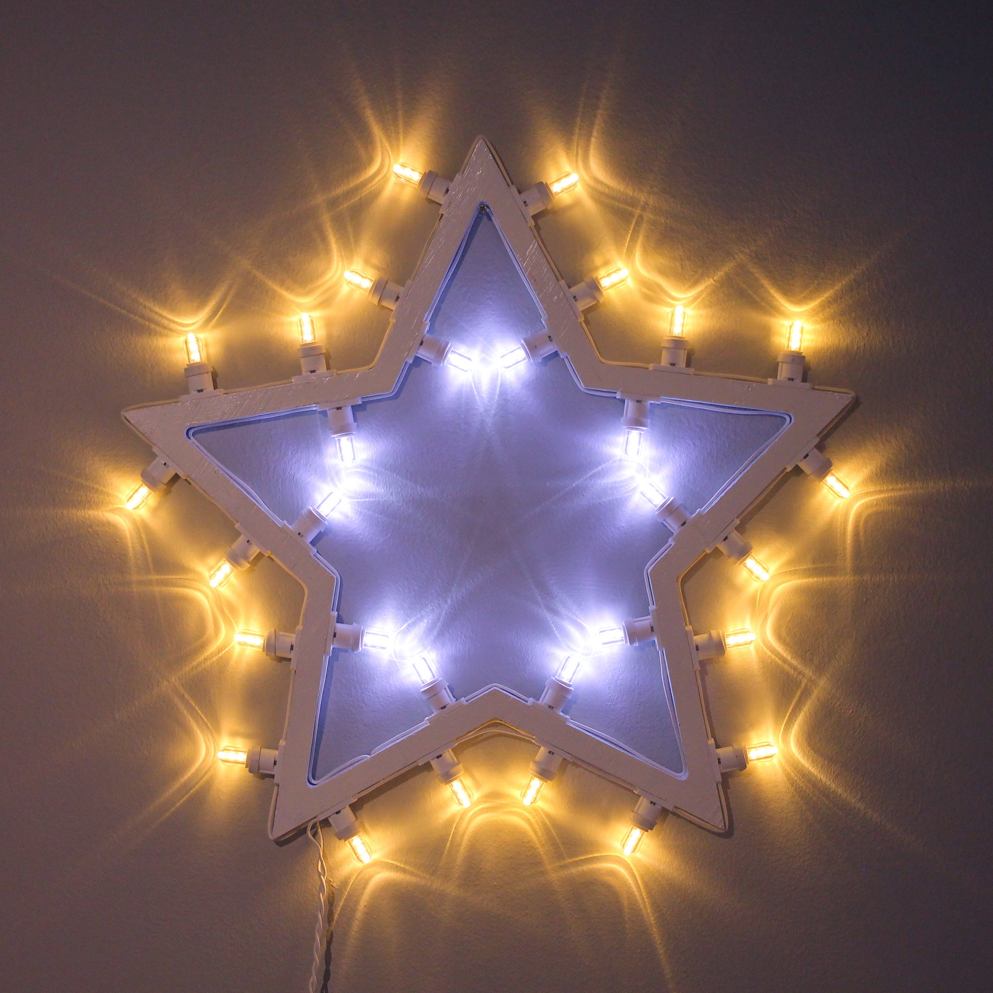 Luci Led Stella E Fiocchi Di Neve, 10m 100 LED Bianco Caldo A Batteria, Decorazione Per Natale, Feste E Camere Da Letto