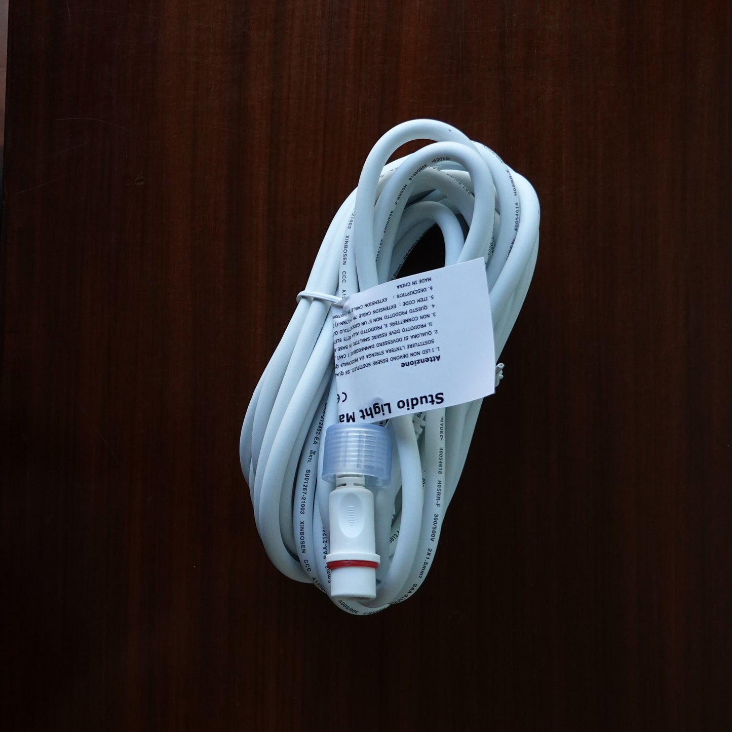 Prolunga elettrica 230V 5m (2×1,5mm²) da esterno, cavo bianco