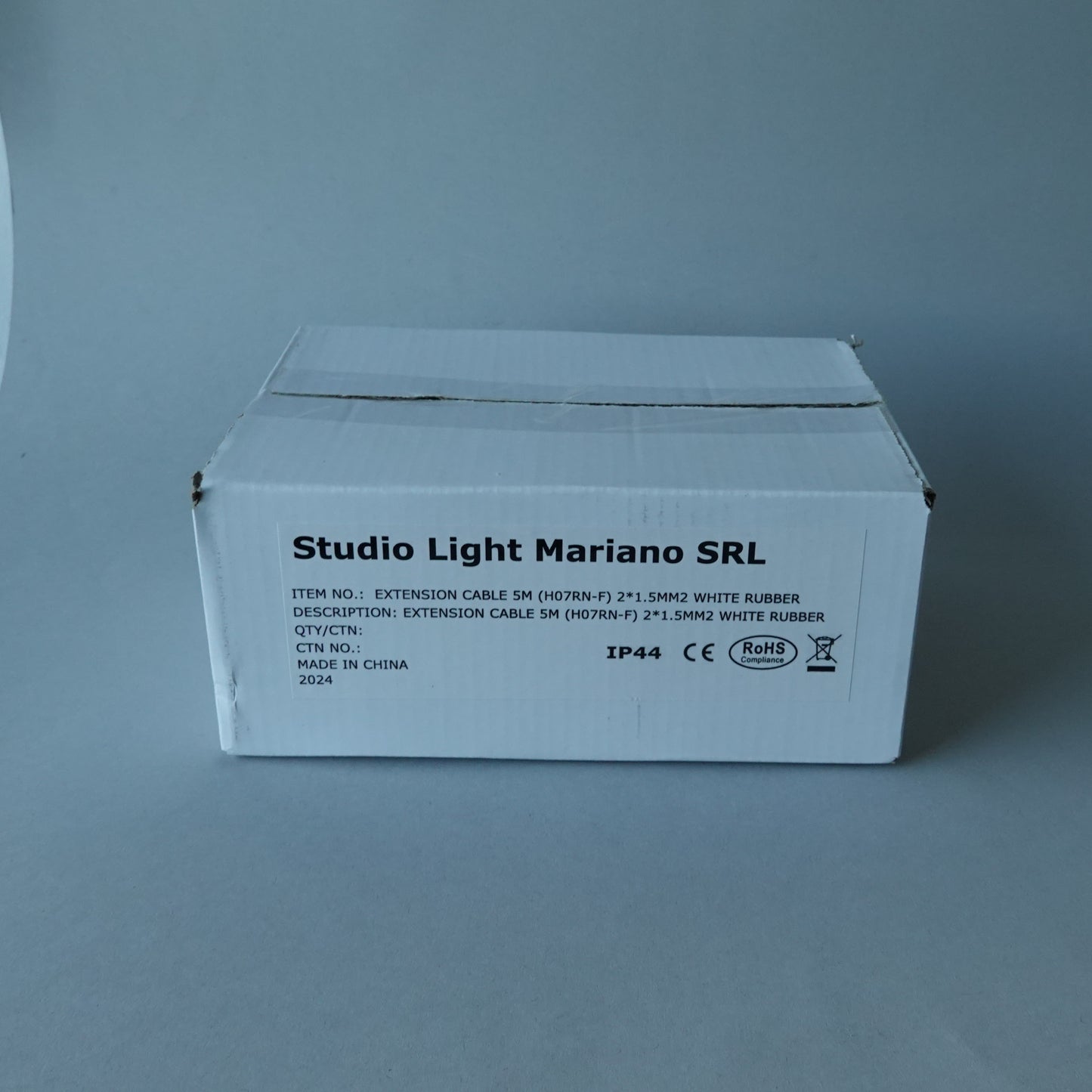 Prolunga elettrica 230V 5m (2×1,5mm²) da esterno, cavo bianco