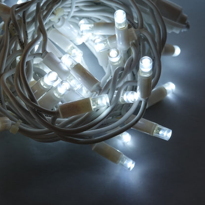 24V 8m micro light strings, warm white 3000K LEDs, with cold white 7000K flash, transparent cable