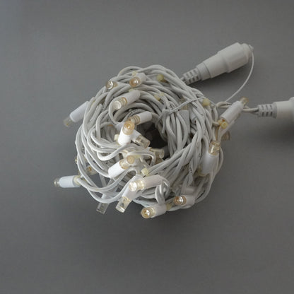 24V 8m micro light strings, warm white 3000K LEDs, with cold white 7000K flash, transparent cable