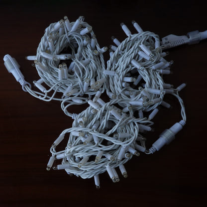 230V 12m (3x4m) micro light strings with 180 auto-flash LEDs and white cable