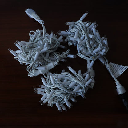 230V 12m (3x4m) micro light strings with 180 auto-flash LEDs and white cable