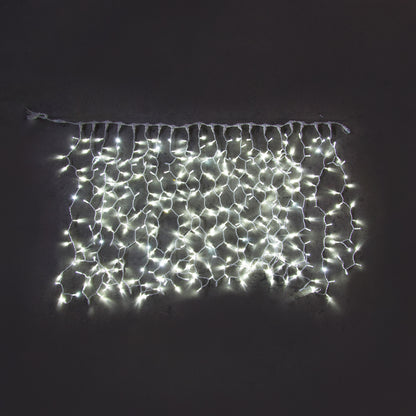 Lichtvorhang 230V 2x1,5m 380 LEDs AutoFlash weißes Kabel