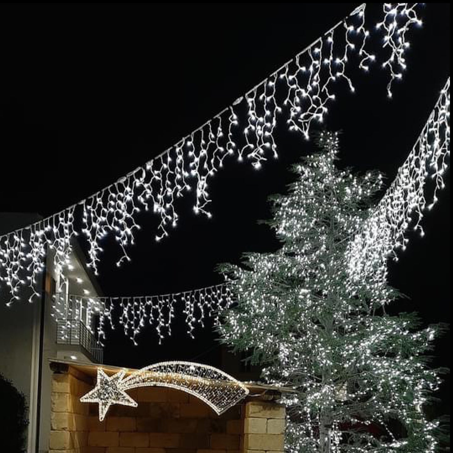 3×0.9m 228 LED Stalactite Light Curtain Autoflash
